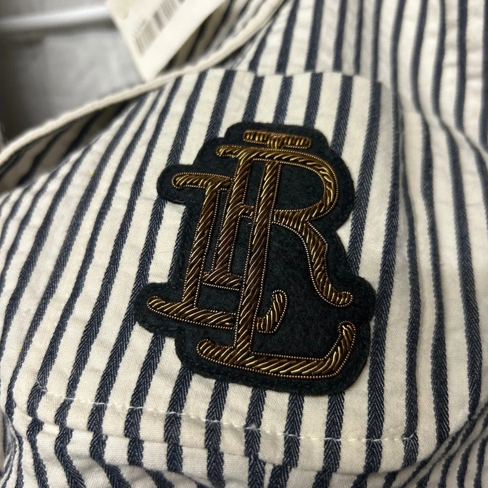 NWT Lauren Ralph Lauren Black Cream Gold Rope Logo Blazer Vintage Size 4 Pockets - Picture 5 of 7